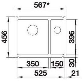 Мийка Blanco SUBLINE 350/150-U кераміка 523747