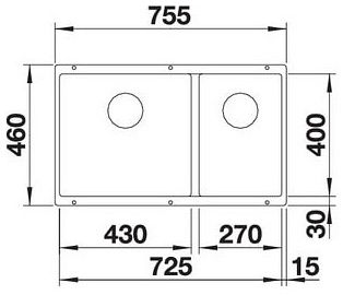 Мийка Blanco SUBLINE 430/270-U 523153