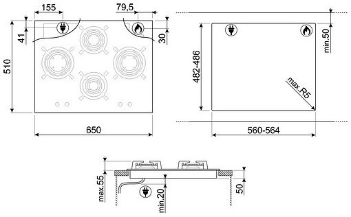 Варильна поверхня Smeg PV364LCN