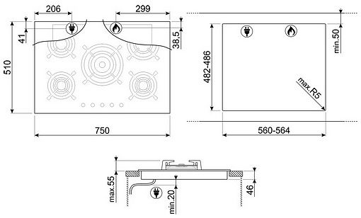 Варильна поверхня Smeg PV375CN