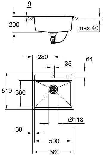 Мийка GROHE K700 60-C 56 - 51 31651AP0