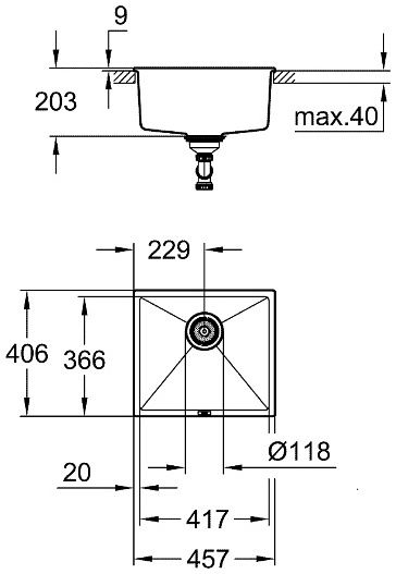 Мийка GROHE K 700 U 50-C 45.7 - 40.6 31653AP0