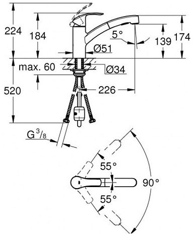 Змішувач GROHE Eurosmart 30305000