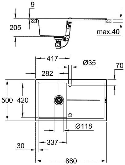 Мийка GROHE K 400 50-C 86 - 50 31640AP0