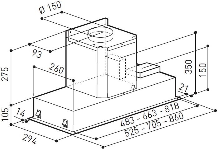 Витяжка Zirtal CT-STYLE 80 IX - BL GLASS