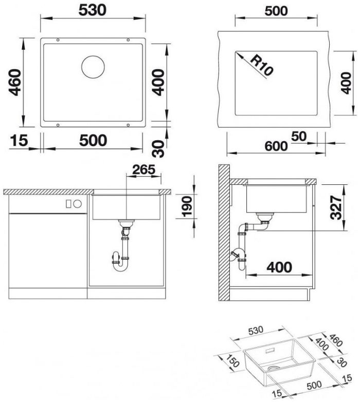Мийка Blanco SUBLINE 500-U 523434