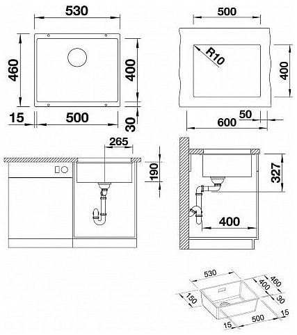 Мийка Blanco SUBLINE 500-U 523439