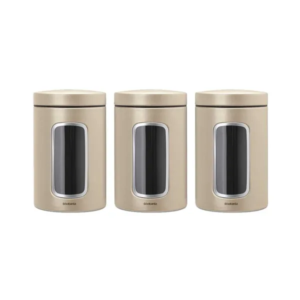 Набір ємностей для зберігання Brabantia Window Canister | 3 шт | 1.4 л | шампань (304842)