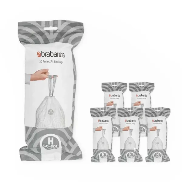 Набір пакетів для сміття Brabantia H | 20 шт | 50-60 л | білий (138706)