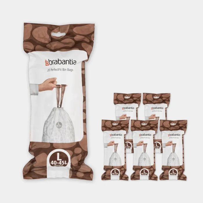Набір пакетів для сміття Brabantia L | 120 шт | білий (138669)