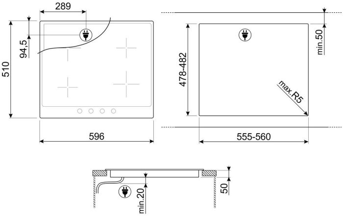 Варильна поверхня Smeg SI764BSM