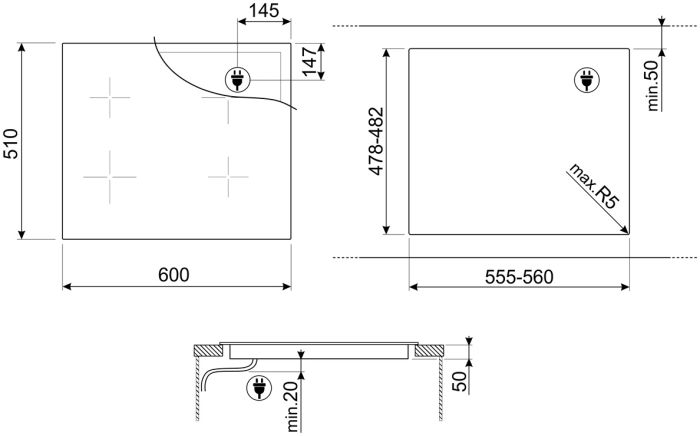 Варильна поверхня Smeg SI4642B