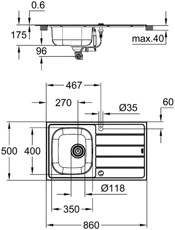 Мийка GROHE K 200 45-S 86 - 50 31552SD1